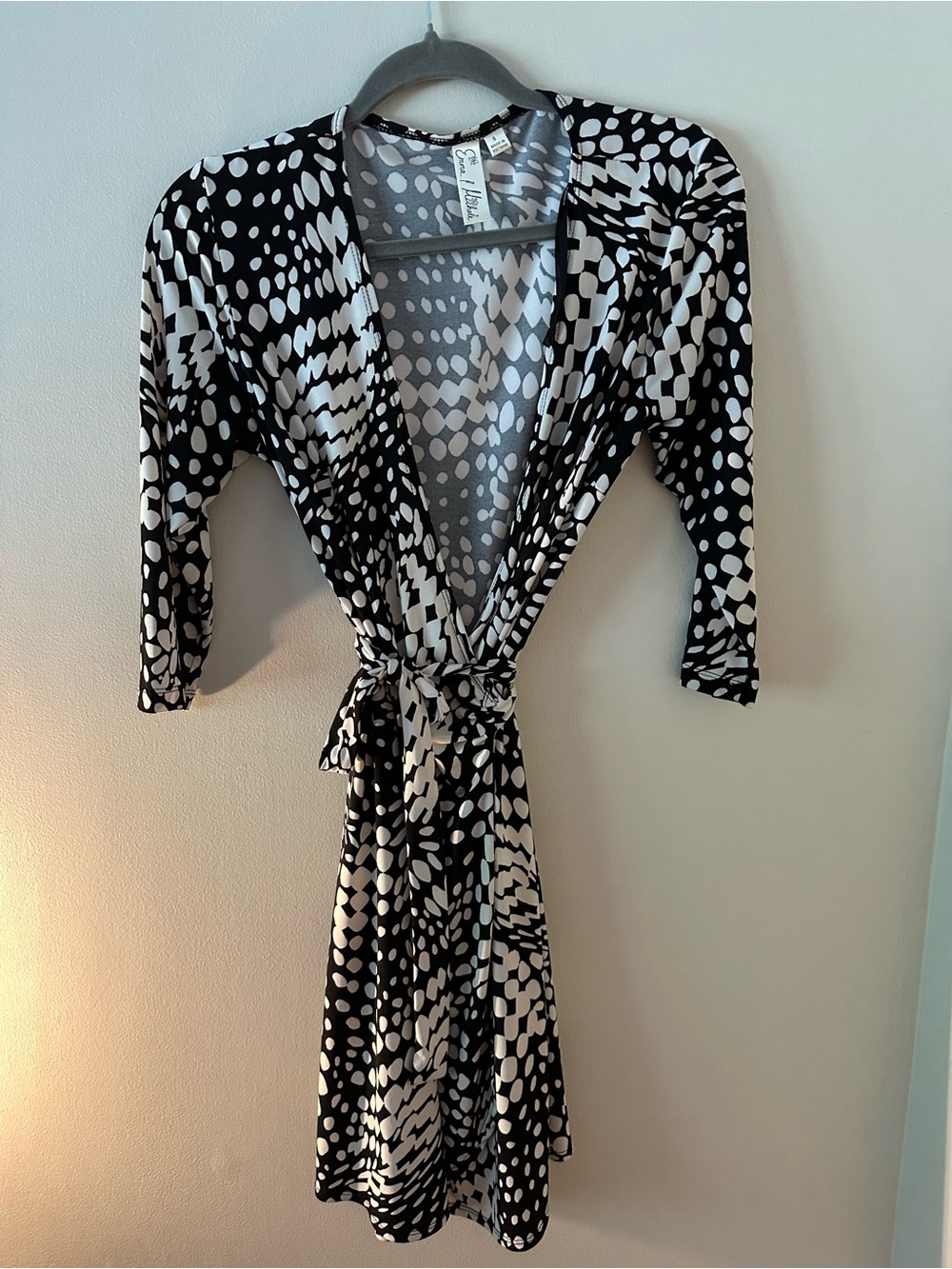Emma & Michele Black and White Polka Dot Wrap Dress